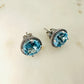 Sky Blue Topaz and White Topaz Studded on Rhodium-finished 925 Sterling Silver Earring