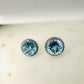 Sky Blue Topaz and White Topaz Studded on Rhodium-finished 925 Sterling Silver Earring