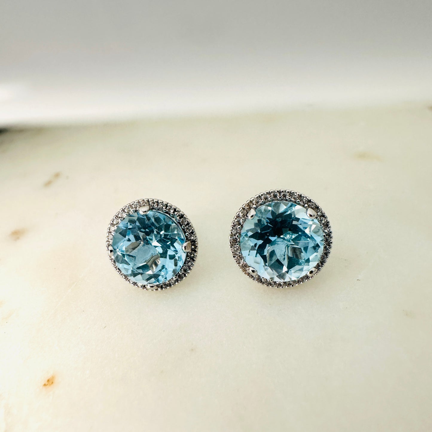 Sky Blue Topaz and White Topaz Studded on Rhodium-finished 925 Sterling Silver Earring