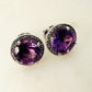Brazilian Amethyst and White Topaz Studded on Rhodium-finished 925 Sterling Silver Earring