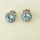 Sky Blue Topaz and White Topaz Studded on Rhodium-finished 925 Sterling Silver Earring