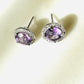 Brazilian Amethyst and White Topaz Studded on Rhodium-finished 925 Sterling Silver Earring