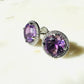 Brazilian Amethyst and White Topaz Studded on Rhodium-finished 925 Sterling Silver Earring