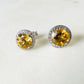 Citrine and White Topaz Studded on Rhodium-finished 925 Sterling Silver Earring
