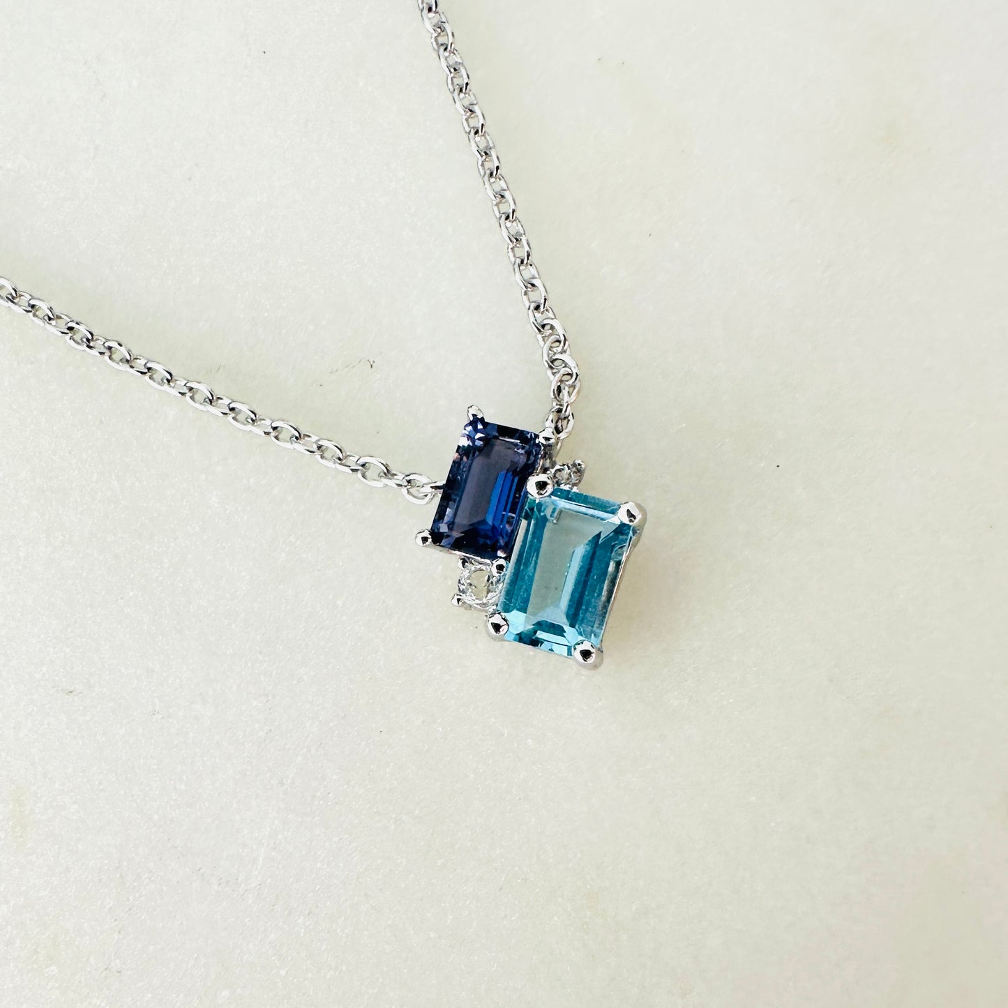 Swiss Topaz and Lolite on Rhodium-finished 925 Sterling Silver Necklace