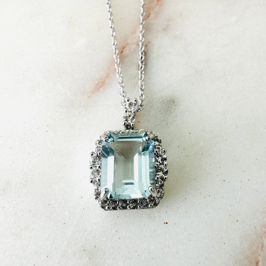 Green Amethyst, White Topaz Studded on Rhodium-finished 925 Sterling Silver Necklace