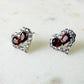 Garnet and White Topaz Heart on Rhodium-finished 925 Sterling Silver Earring