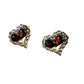 Garnet and White Topaz Heart on Rhodium-finished 925 Sterling Silver Earring