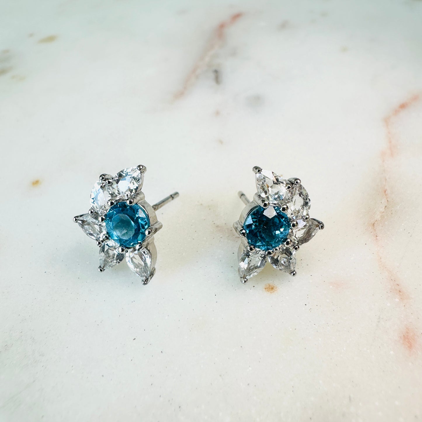 Swiss Topaz and White Topaz on Rhodium-finished 925 Sterling Silver Earring
