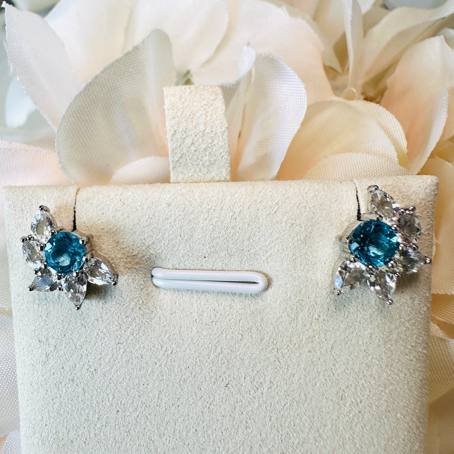 Swiss Topaz and White Topaz on Rhodium-finished 925 Sterling Silver Earring