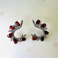 Garnet and White Topaz C Shape on Rhodium-finished 925 Sterling Silver Earring