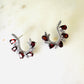 Garnet and White Topaz C Shape on Rhodium-finished 925 Sterling Silver Earring