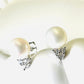 Fresh Pearls and White Topaz on Rhodium-finished 925 Sterling Silver Earring