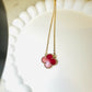 Red Lucky Clover - 18K Gold Plated Necklace - 47cm