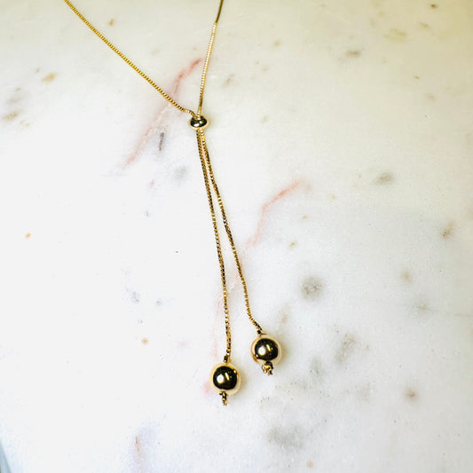 Tie Chain with Balls 18K Gold Plated Necklace