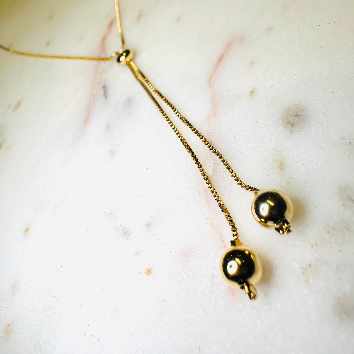 Tie Chain with Balls 18K Gold Plated Necklace