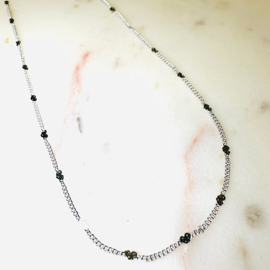 Delicate Mini Hearts White Rhodium Plated Long Necklace