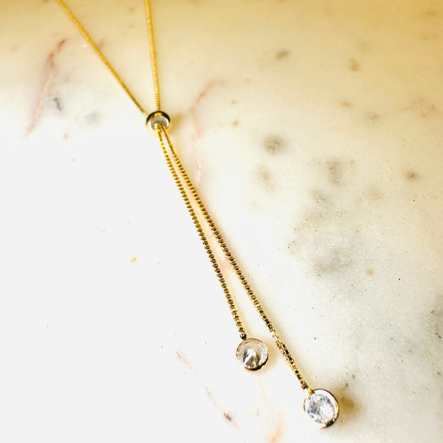 Tie Chain with Crystal 18K Gold Plated Necklace
