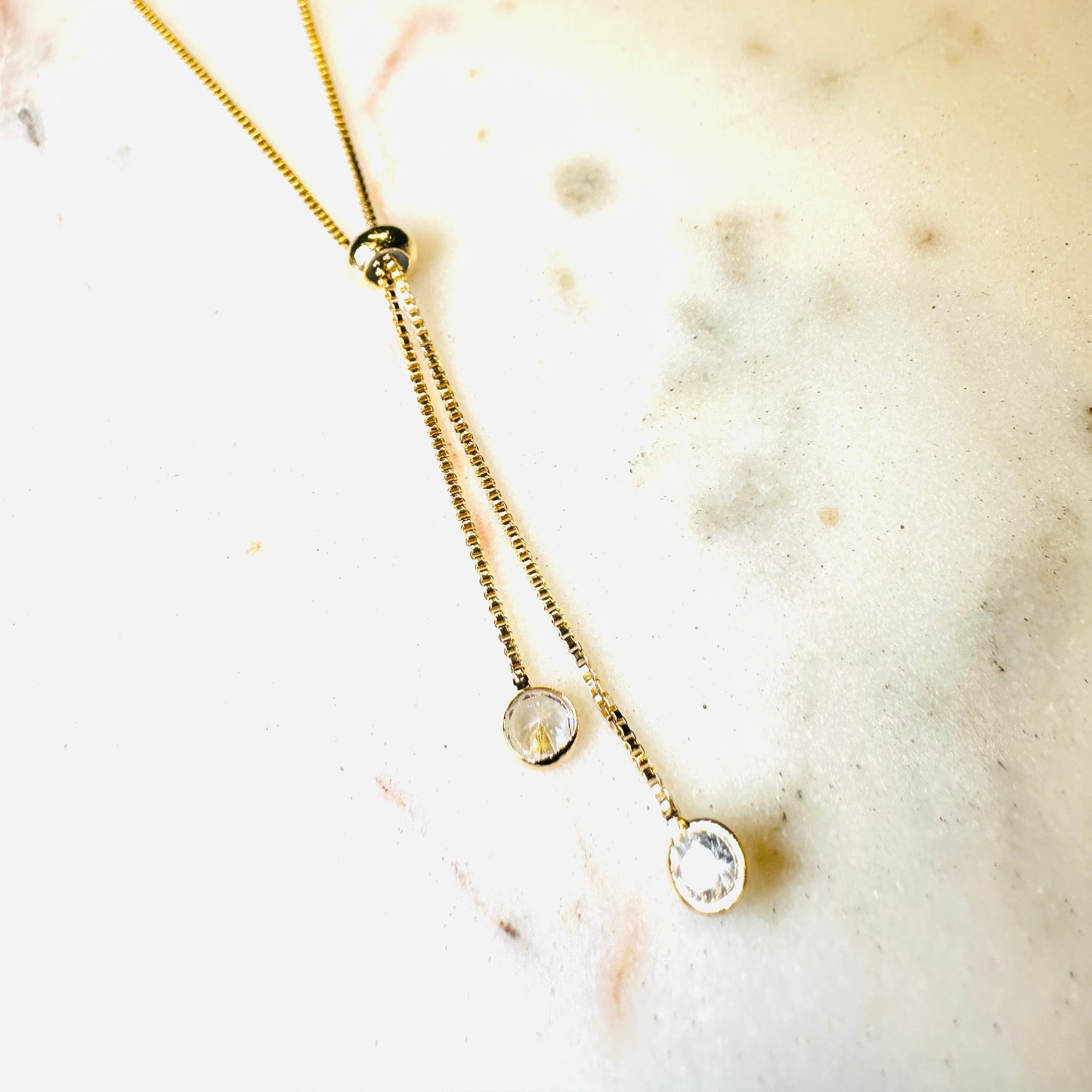 Tie Chain with Crystal 18K Gold Plated Necklace