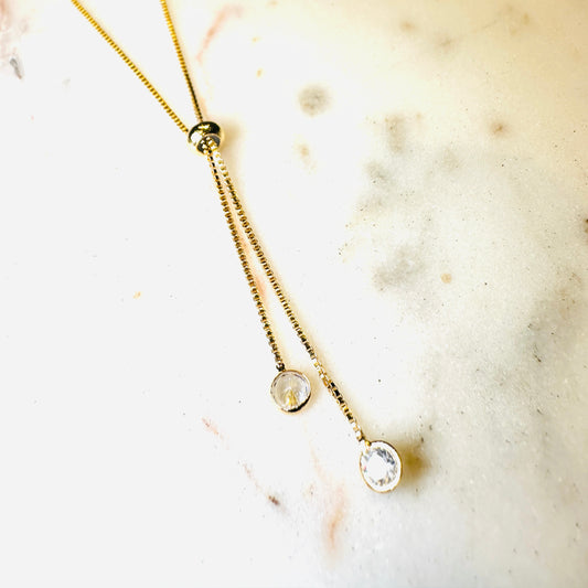 Tie Chain with Crystal 18K Gold Plated Necklace