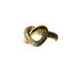 Wide Studded Zirconia Heart 18K Gold Plated Ring