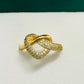 Wide Studded Zirconia Heart 18K Gold Plated Ring