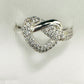 Wide Studded Zirconia Heart 18K White Rhodium Plated Ring