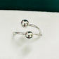 Thin Adjustable with Balls White Rhodium Plated Ring