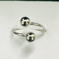 Thin Adjustable with Balls White Rhodium Plated Ring