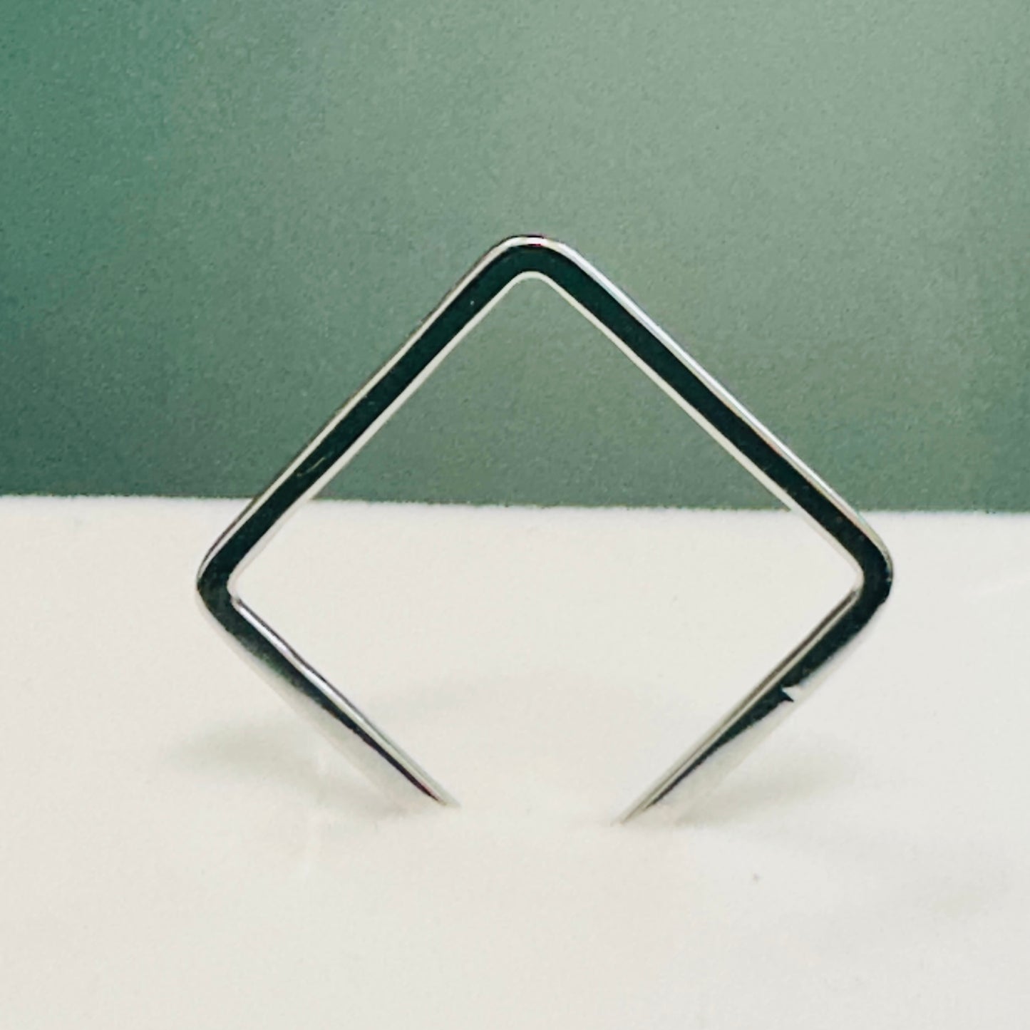 Thin Square Band White Rhodium Plated Ring
