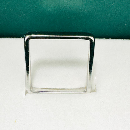 Square Band White Rhodium Plated Ring