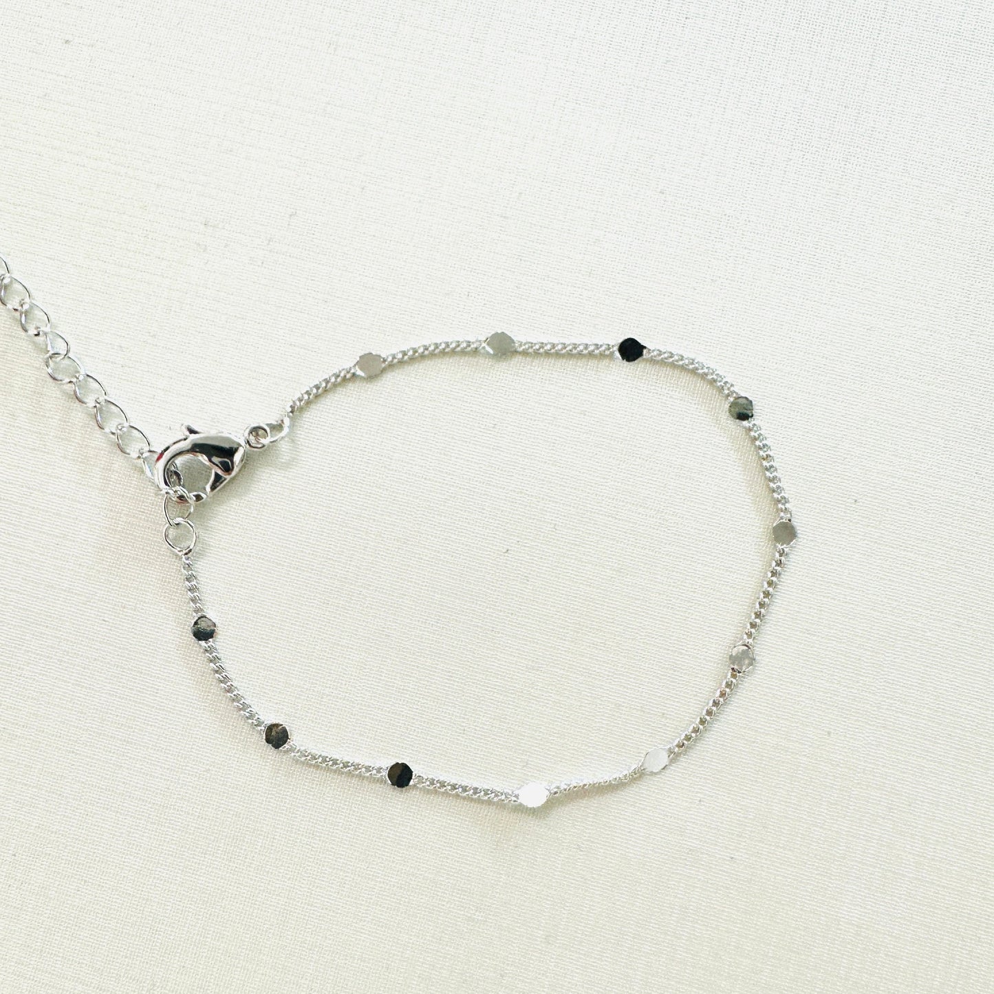 Delicate Mini Circles White Rhodium Plated Bracelet