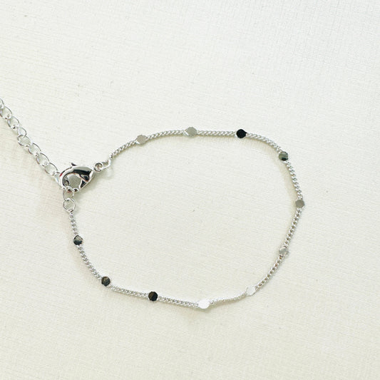 Delicate Mini Circles White Rhodium Plated Bracelet