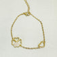 Heart and Studded Zirconia Clover 18K Gold Plated Bracelet