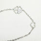 Heart and Studded Zirconia Clover White Rhodium Plated Bracelet