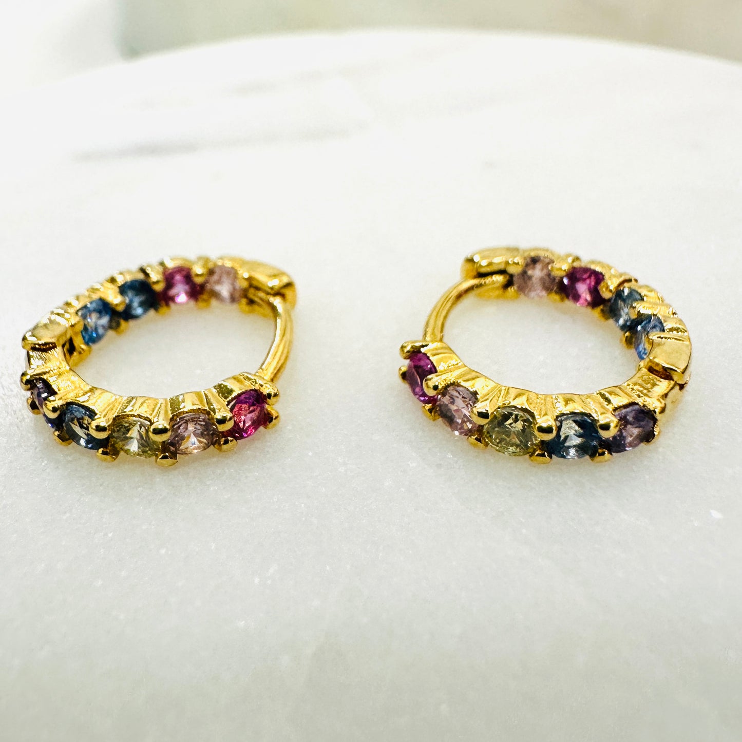 Colorful Studded Click 18K Gold Plated Earrings