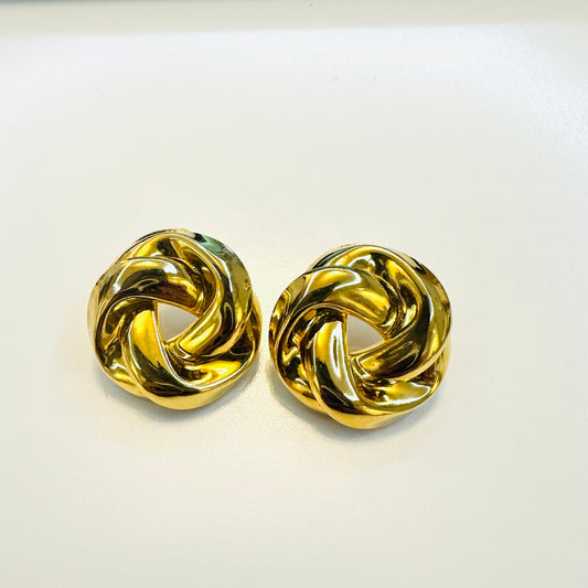 Stud Bold Twisted 18K Gold Plated Earrings