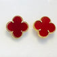 Red Lucky Clover - 18K Gold Plated Earrings