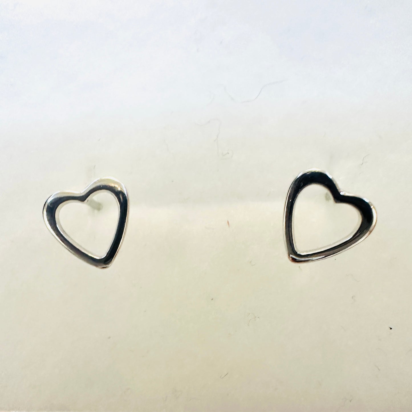 Delicate Open Heart Stud White Rhodium Plated Earrings