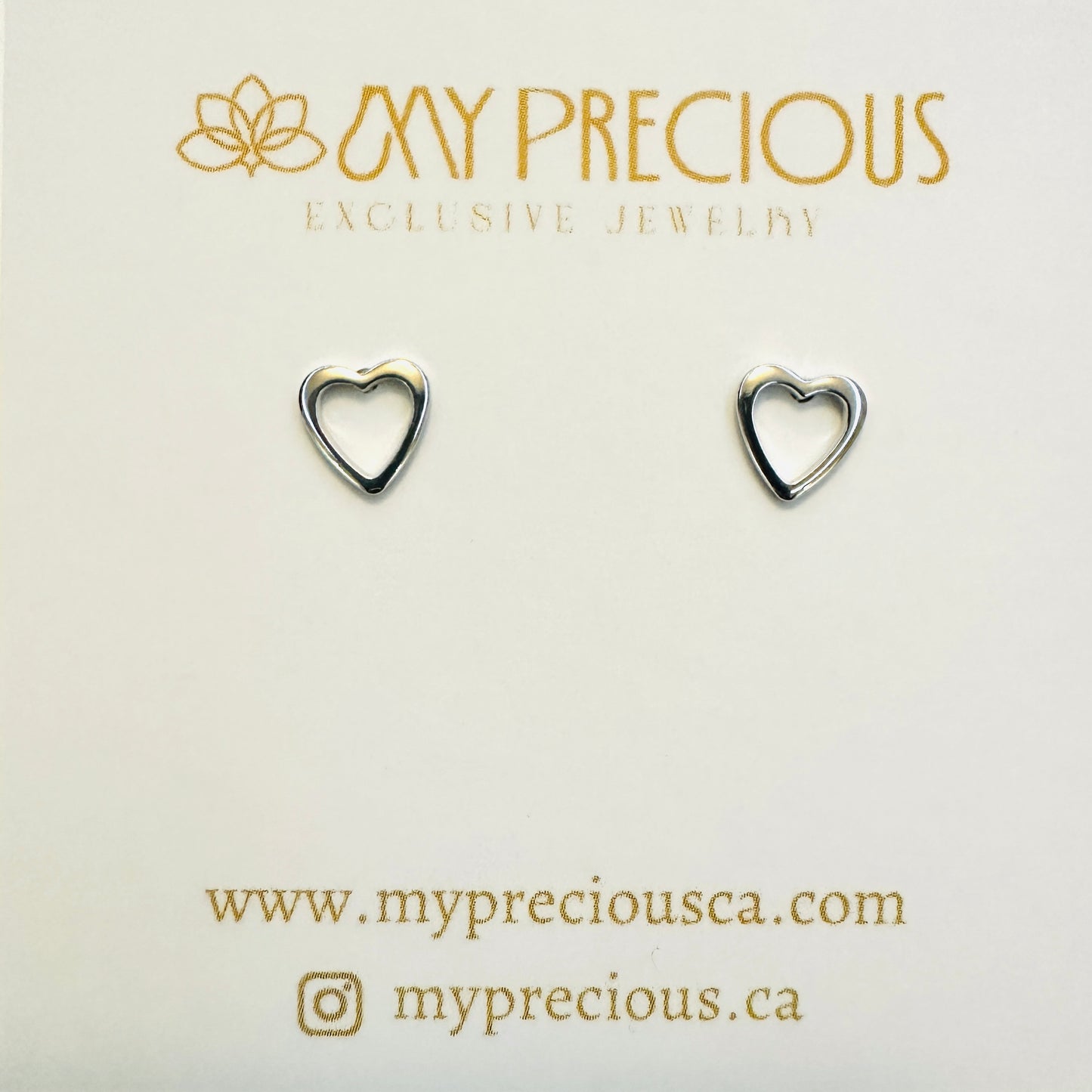Delicate Open Heart Stud White Rhodium Plated Earrings