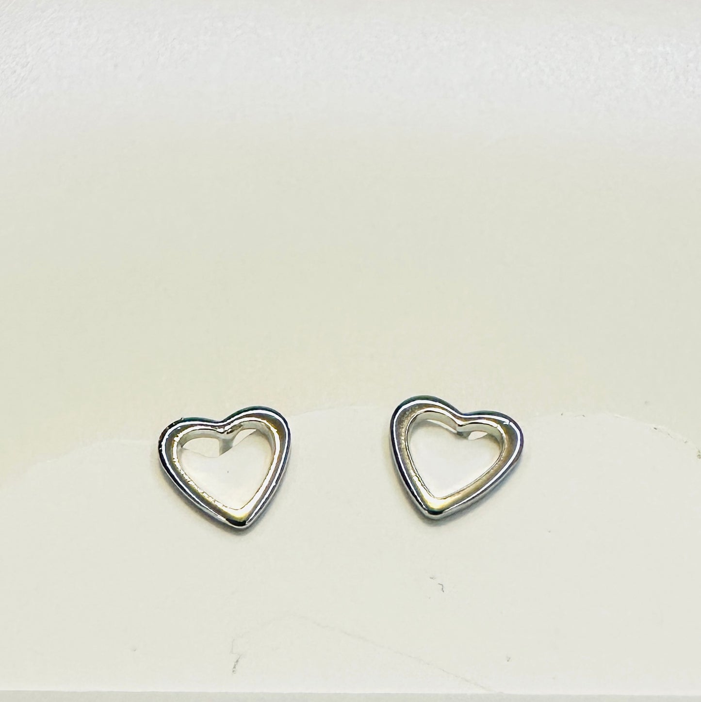 Delicate Open Heart Stud White Rhodium Plated Earrings