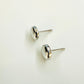 Flat Dome Stud White Rhodium Plated Earrings