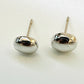 Flat Dome Stud White Rhodium Plated Earrings