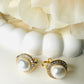 Pearl with Studded Round Clip-on 18K Gold Plated Earrings