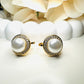 Pearl with Studded Round Clip-on 18K Gold Plated Earrings