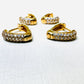Duo Heart Studded Zirconia 18K Gold Plated Earrings