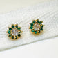 Round Green Zirconia 18K Gold Plated Earrings
