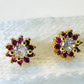 Round Pink Zirconia 18K Gold Plated Earrings