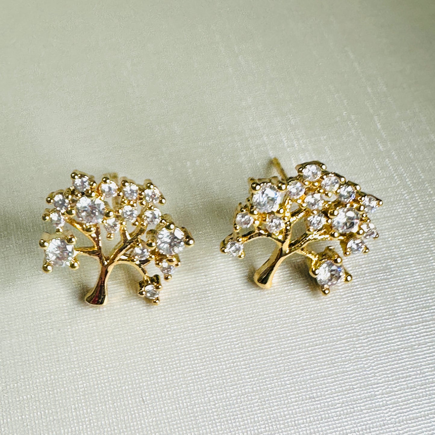 Studded Zirconia Tree (1,5cm) - 18K Gold Plated Earrings