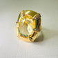 Rectangular Citrine Studded Zirconia - 18K Gold Plated Ring